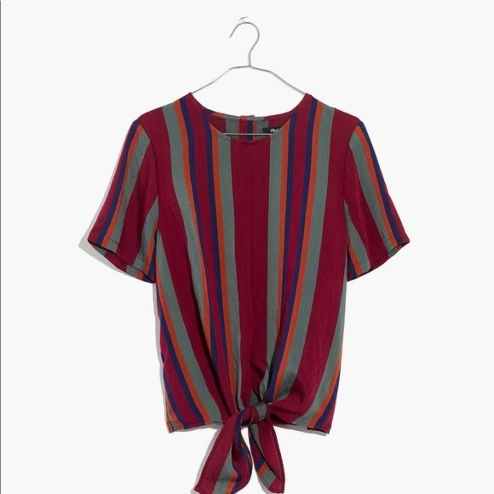 Madewell Button-Back Tie Tee in Rosalinda Stripe